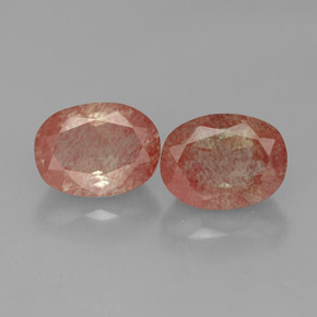 캐럿 천연 허니 레드 안데신 래브라도라이트 보석, 타원형 컷, 투명한