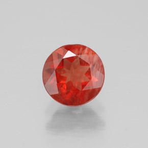 0.60캐럿 천연 오렌지 레드 안데신 라브라도라이트, 라운드 컷, 5.88 mm, VS