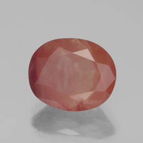 3.45캐럿 천연 허니 레드 안데신 라브라도라이트, 투명한, 11.2×9.2 mm, 투명/반투명
