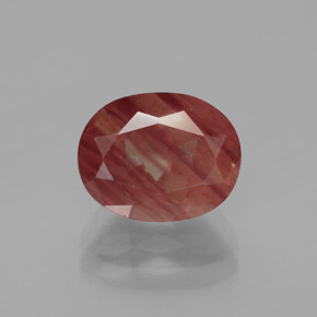 2.88캐럿 천연 딥 레드 안데신 라브라도라이트, 타원형 컷, 10.1×8.1 mm, 투명한