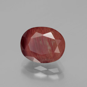 2.73캐럿 천연 딥 레드 안데신 래브라도라이트, 타원형 컷, 투명한