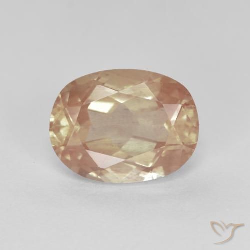 1.94캐럿 천연 복숭아 황금 안데신 라브라도라이트, 타원형 컷, 9.2×7 mm, 투명한