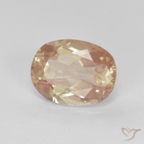1.94캐럿 천연 복숭아 황금 안데신 라브라도라이트, 타원형 컷, 9.2×7 mm, 투명한