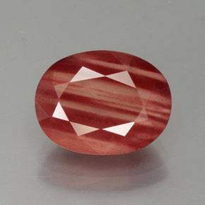 4.09캐럿 천연 허니 레드 안데신 라브라도라이트, 투명한, 12.1×9.3 mm, 투명/반투명