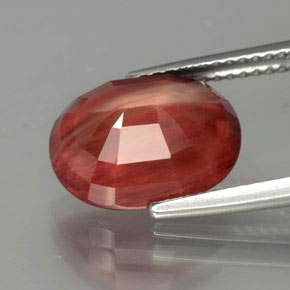 4.09캐럿 천연 허니 레드 안데신 라브라도라이트, 투명한, 12.1×9.3 mm, 투명/반투명