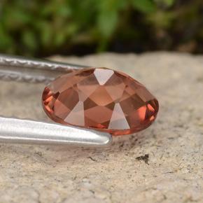 0.74캐럿 천연 허니 오렌지 안데신 라브라도라이트, 타원형 컷, 7.2×5.2 mm, VVS