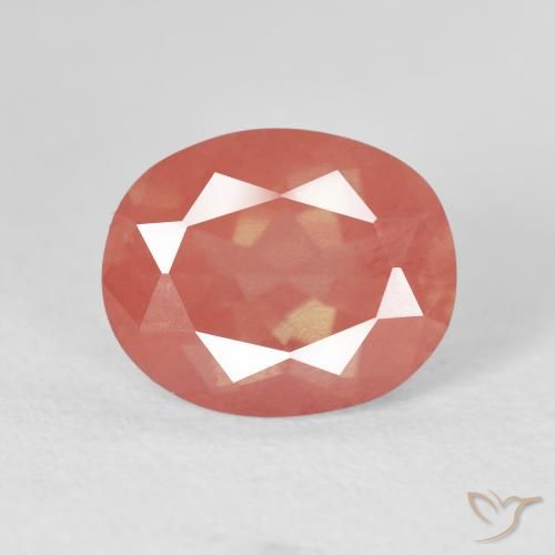 4.21ct 자연스러운 붉은 오렌지 안데신 래브라도라이트, 타원형, 투명한