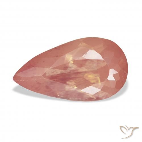 5.89ct 자연스러운 미디엄 핑크 안데신 래브라도라이트, 배 모양, 투명한