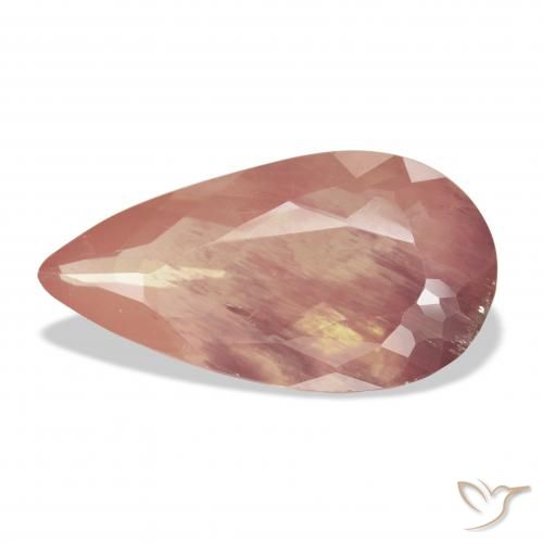7.87ct 자연스러운 오렌지 레드 안데신 래브라도라이트, 배 모양, 투명한