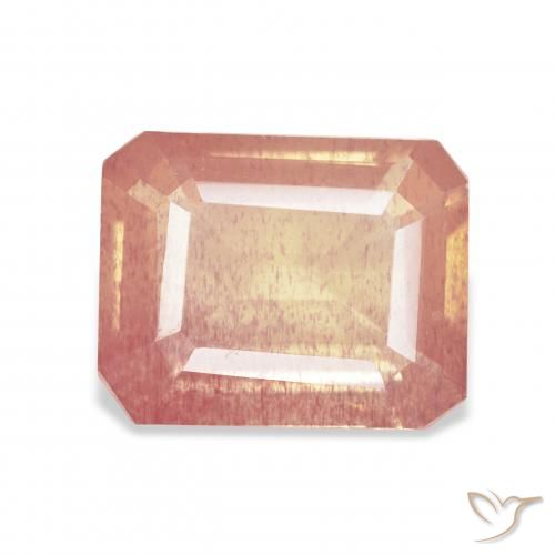 4.58ct 자연스러운 라이트 레드 오렌지 안데신 래브라도라이트, 에메랄드 컷, 투명한