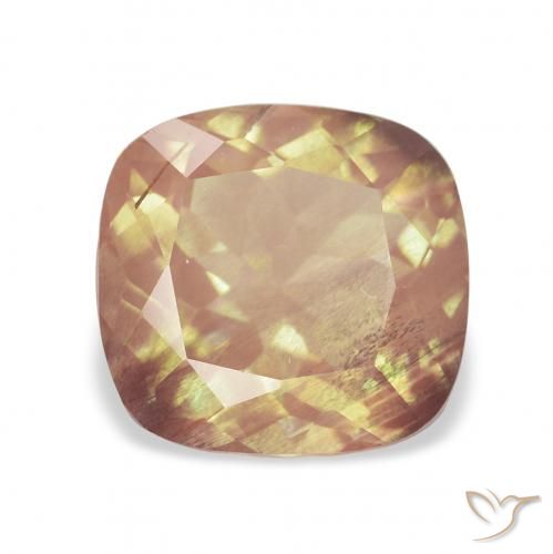 2.15ct 자연스러운 오렌지-골든 안데신 래브라도라이트, 방석, 투명한