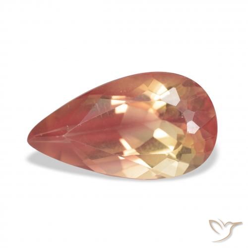 3.31ct 자연스러운 짙은 붉은 오렌지 안데신 래브라도라이트, 배 모양, 투명한