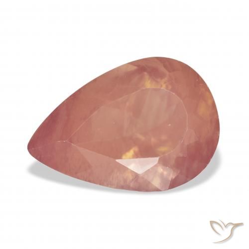 5.35ct 자연스러운 옅은 붉은 오렌지 안데신 래브라도라이트, 배 모양, 투명한