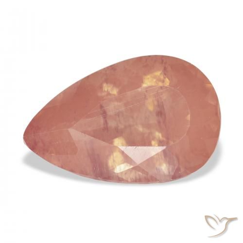 5.02ct 자연스러운 옅은 붉은 오렌지 안데신 래브라도라이트, 배 모양, 투명한
