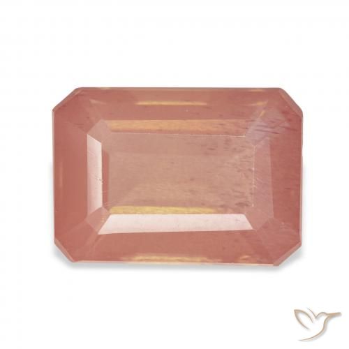 7.64ct 자연스러운 옅은 붉은 오렌지 안데신 래브라도라이트, 에메랄드 컷, 투명한