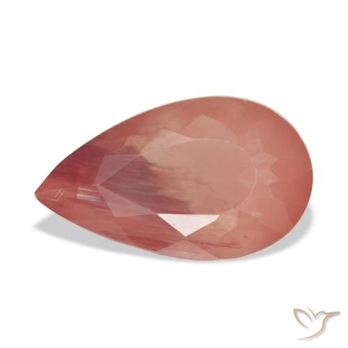 6.34ct 옅은 붉은 오렌지 안데신 래브라도라이트, 배 모양, 투명한