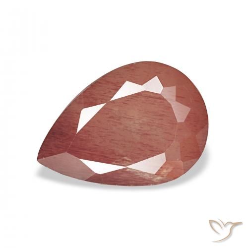 3.04ct 미디엄 레드 안데신 래브라도라이트, 배 모양, 투명한