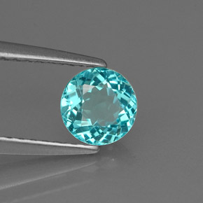 0.67캐럿 천연 라이트 블루 아파타이트, 라운드 컷, 5.48 mm, VVS-VS