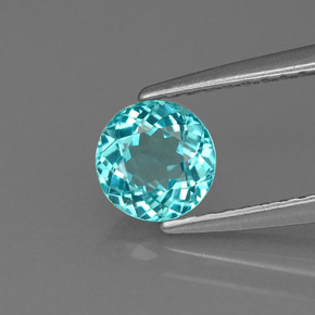 0.67캐럿 천연 라이트 블루 아파타이트, 라운드 컷, 5.48 mm, VVS-VS