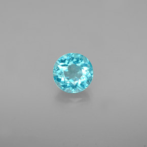 0.79캐럿 천연 라이트 블루 아파타이트, 라운드 컷, 5.72 mm, VS