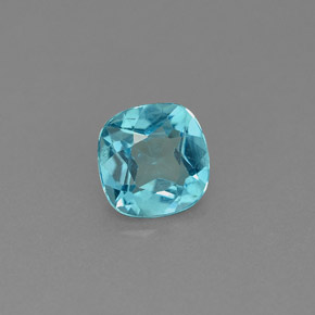 0.99캐럿 천연 라이트 블루 아파타이트, 쿠션 컷, 6.1×6.1 mm, VS-SI