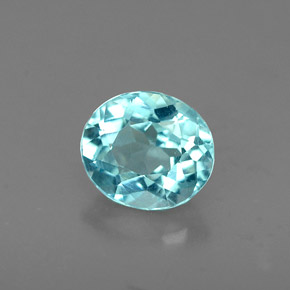 0.60캐럿 천연 라이트 블루 아파타이트, 타원형 컷, 5.6×4.9 mm, VS