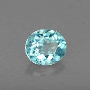 0.60캐럿 천연 라이트 블루 아파타이트, 타원형 컷, 5.6×4.9 mm, VS