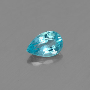 0.48캐럿 천연 라이트 블루 아파타이트, 배 모양, 6.3×4.1 mm, VS