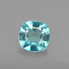0.88캐럿 천연 라이트 블루 아파타이트, 쿠션 컷, 6.1×6.1 mm, VS