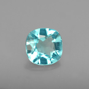 0.88캐럿 천연 라이트 블루 아파타이트, 쿠션 컷, 6.1×6.1 mm, VS
