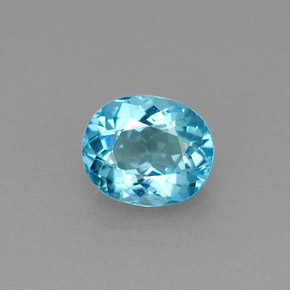 0.84캐럿 천연 라이트 블루 아파타이트, 타원형 컷, 6.5×5.4 mm, VS