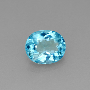 0.84캐럿 천연 라이트 블루 아파타이트, 타원형 컷, 6.5×5.4 mm, VS