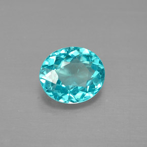 0.88캐럿 천연 라이트 블루 아파타이트, 타원형 컷, 6.6×5.6 mm, VS