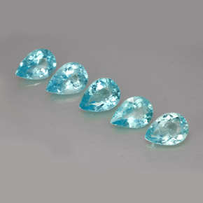 캐럿 천연 라이트 블루 아파타이트 보석, 배 모양, 6.9×4.9 mm, VS