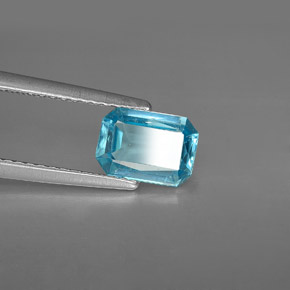 1.11캐럿 천연 라이트 블루 아파타이트, 에메랄드 컷, 7.7×5.5 mm, VS