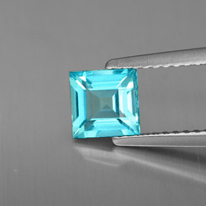 0.81캐럿 천연 라이트 블루 아파타이트, 스퀘어, 5.5×5.4 mm, VS
