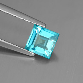 0.81캐럿 천연 라이트 블루 아파타이트, 스퀘어, 5.5×5.4 mm, VS