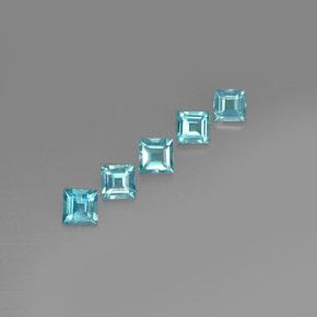 캐럿 천연 라이트 블루 아파타이트 보석, 스퀘어, 4.8×4.8 mm, VVS-VS