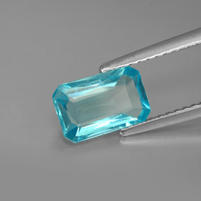 1.50캐럿 천연 라이트 블루 아파타이트, 에메랄드 컷, 8.9×5.8 mm, VS