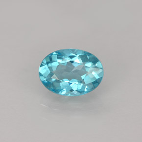 0.83캐럿 천연 라이트 블루 아파타이트, 타원형 컷, 6.8×5.1 mm, VVS-VS