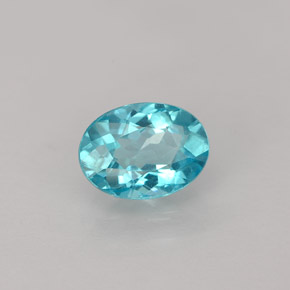 0.83캐럿 천연 라이트 블루 아파타이트, 타원형 컷, 6.8×5.1 mm, VVS-VS