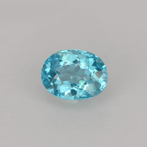 1.01캐럿 천연 라이트 블루 아파타이트, 타원형 컷, 6.9×5.3 mm, VVS-VS