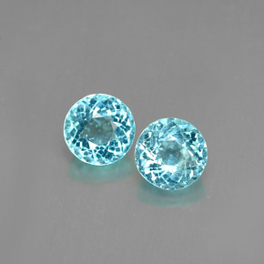 캐럿 천연 라이트 블루 아파타이트 보석, 라운드 컷, 5.08 mm, VS