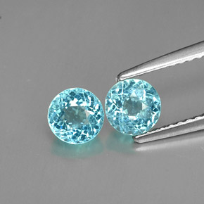 캐럿 천연 라이트 블루 아파타이트 보석, 라운드 컷, 5.08 mm, VS