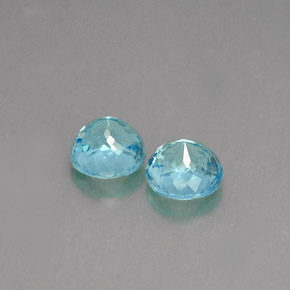 캐럿 천연 라이트 블루 아파타이트 보석, 라운드 컷, 5.08 mm, VS