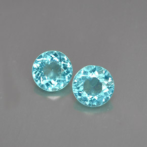 캐럿 천연 라이트 블루 아파타이트 보석, 라운드 컷, 5.20 mm, VS