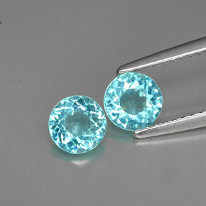 캐럿 천연 라이트 블루 아파타이트 보석, 라운드 컷, 5.20 mm, VS