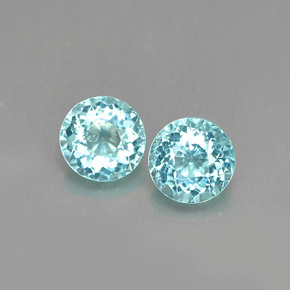 캐럿 천연 라이트 블루 아파타이트 보석, 라운드 컷, 4.86 mm, VS