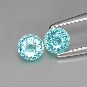 캐럿 천연 라이트 블루 아파타이트 보석, 라운드 컷, 4.86 mm, VS