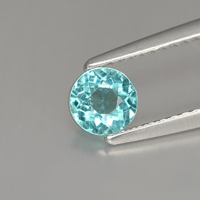 0.50캐럿 천연 라이트 블루 아파타이트, 라운드 컷, 4.89 mm, VS